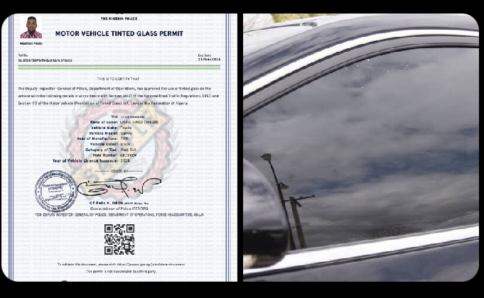 Nigeria Police Set N14,200 Fee For Annual Car Tinted Glass Permit